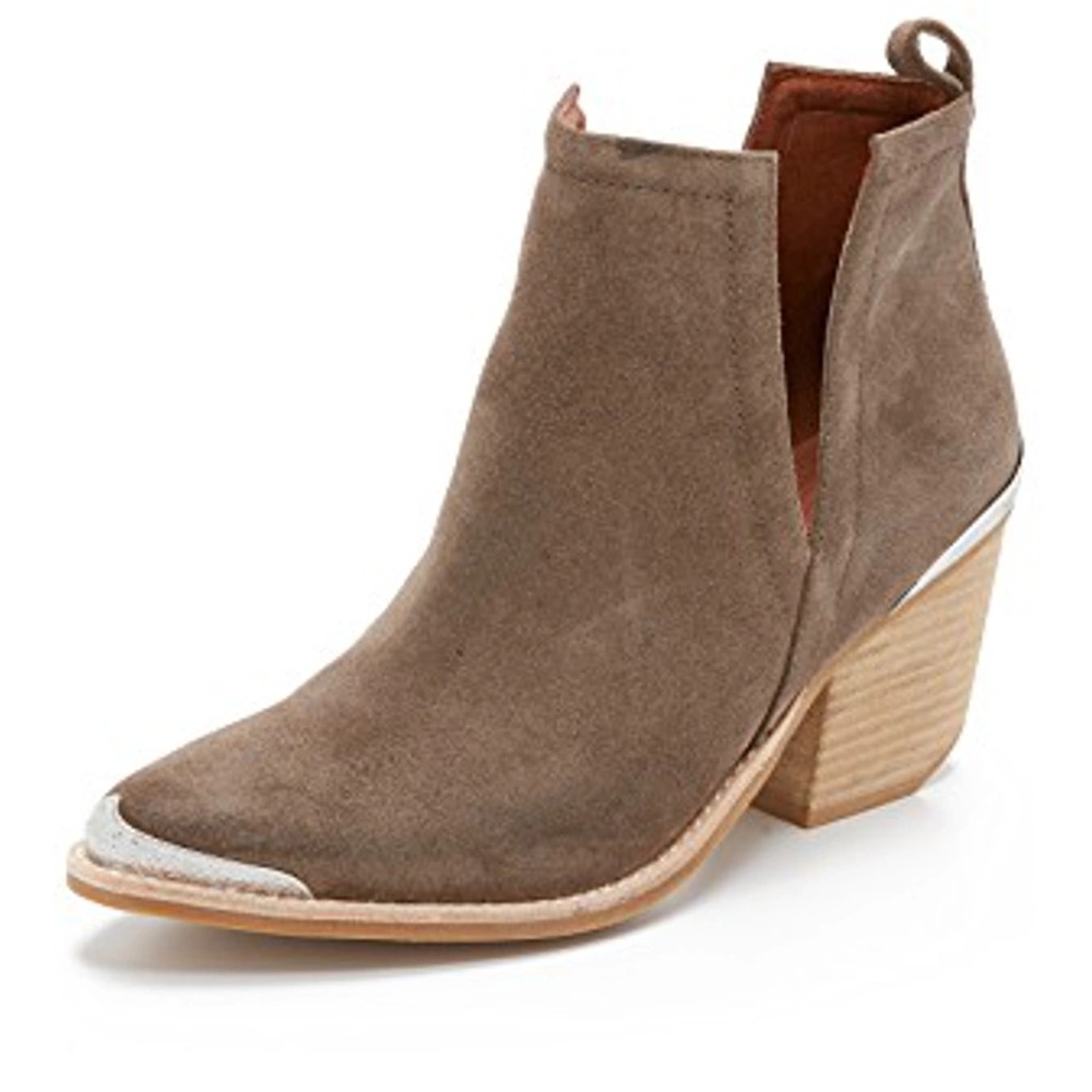 Jeffrey Campbell Cromwell Western Cut Out Taupe Suede Leather Boots Sz 8.5